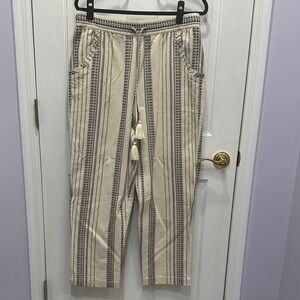 Anthropologie Striped Cream and Black Womens Pants
